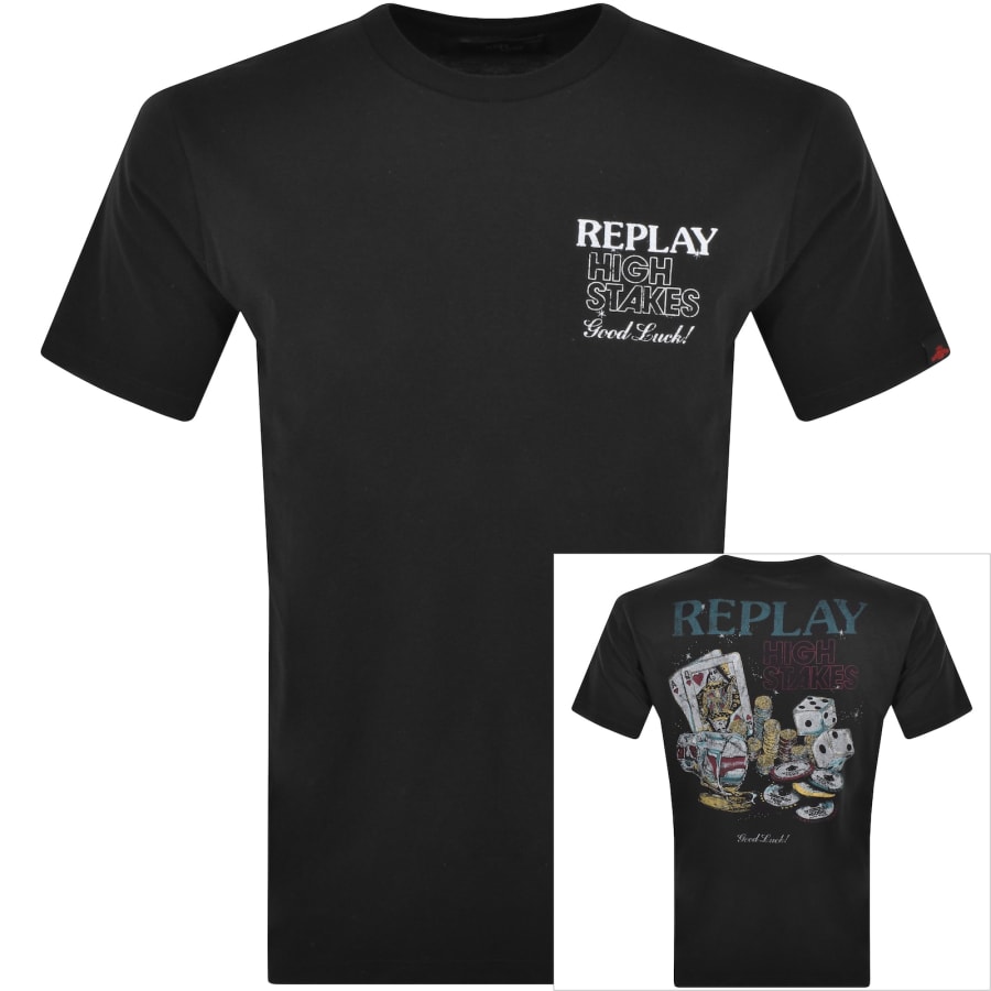 Replay Logo T Shirt Black Mainline Menswear Denmark